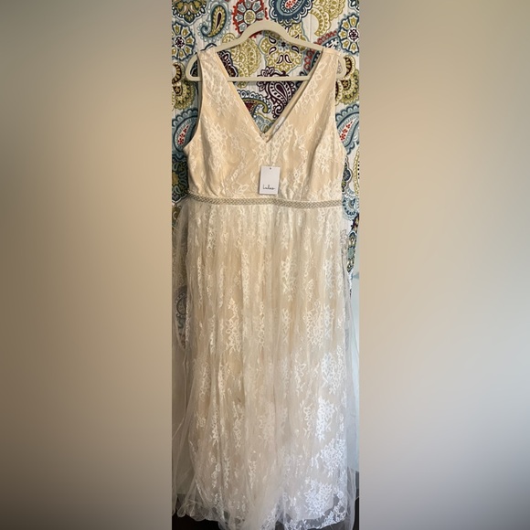 Lulus 2x Wedding Bridal Gown - Sweet Love Ivory Lace Beaded Maxi Dress - Picture 8 of 12